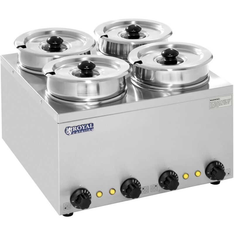 Royal Catering - Distributeur a Soupe Bain Marie Inox Chauffe-Soupe 30 - 110 °c 4 Recipients