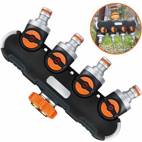 Distributeur Arrosage 4 Voie, Répartiteur 4 Voies Utilitaire Extérieur Raccord de Tuyau pour Le Jardin et la Vie à la Maison,