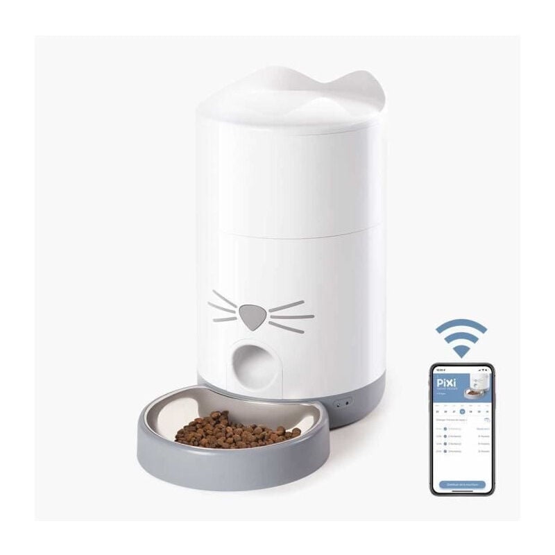 Catit - pixi Distributeur de croquettes connecté pour chat - 1,2 kg (contrôlé par une application)