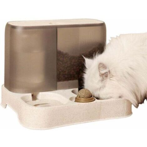 Distributeur Automatique 2 en 1 Fontaine à Eau et Nourriture Amovible pour Chats et Chiens