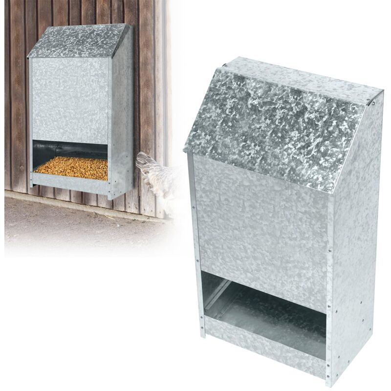 Distributeur Automatique 20kg pour Poules Inox - Suspendu avec Couvercle NAIZY