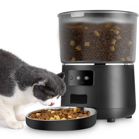 Distributeur automatique de croquettes pour animaux, 4 L, application intelligente avec graffiti, distributeur de croquettes pour chats, fonctions vocales et vidéo, pour chats et chiens