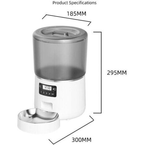 Distributeur automatique de croquettes pour chats, 4 litres. Convient aux chats et aux chiens. Connexion via application. Noir.
