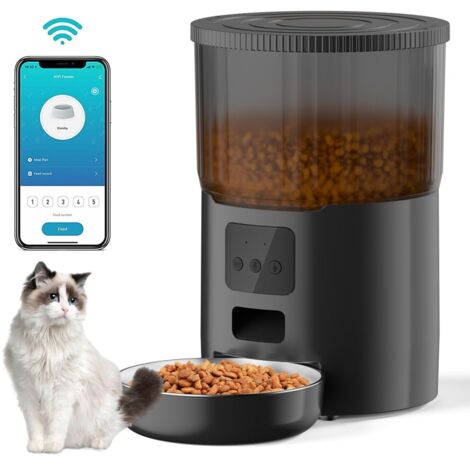 Distributeur automatique de croquettes pour chats et chiens, connecté en Wi-Fi.