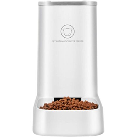 Distributeur Automatique de Croquettes pour Chats et Chiens, Occupe une Surface de 0,045 Mètre Carré, Conception Amovible, Facile à Nettoyer, sans BPA (Blanc 3,8 L)