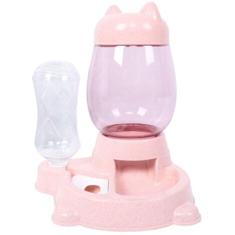 Distributeur automatique de nourriture et d'eau pour animaux de compagnie 2 en 1, grande taille, pour chien et chat, rose