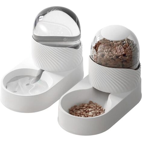 Distributeur automatique de nourriture et d'eau pour animaux domestiques - 2 L - Blanc