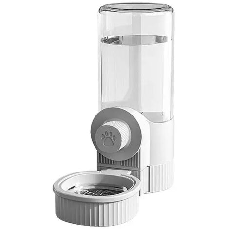 Distributeur automatique de nourriture et d'eau pour petits animaux, bol et bouteille 0.52L pour chiot, chat, lapin (Gris)