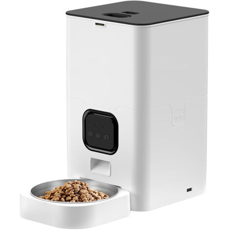 Distributeur Automatique De Nourriture - Pour Aliments Secs - Programmable Jusqu'à 4 Repas Par Jour - Enregistrement Vocal 10 S - Capacité 6 L