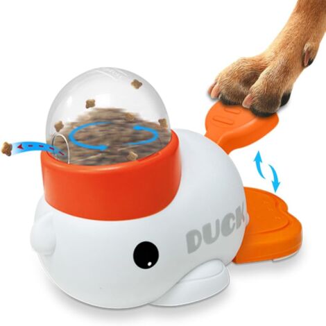 Distributeur automatique de nourriture pour animaux de compagnie (chats et chiens) en forme de petit canard jaune transfrontalier, jouet interactif intelligent.