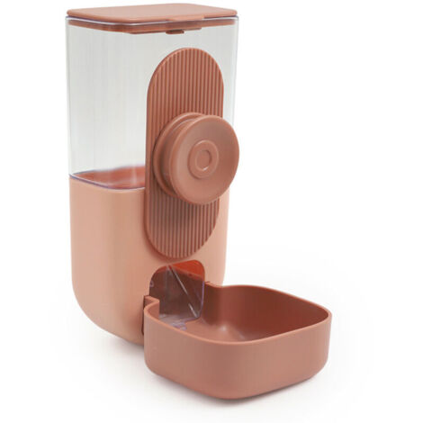 Distributeur automatique de nourriture pour lapins – 29 oz, fixation suspendue par gravité, contenant rose en plastique résistant, grande capacité