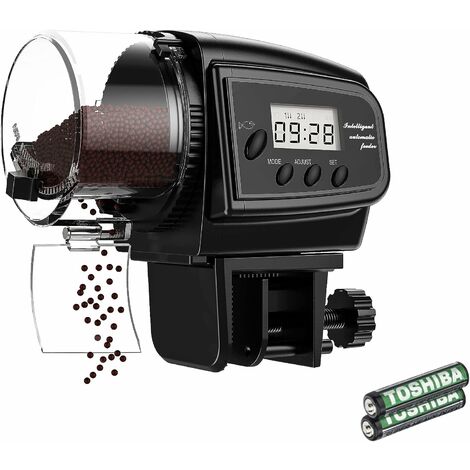 Distributeur Automatique de Nourriture pour Poissons avec Ecran LCD, Distributeur Poissons Reglable Multifonctionnel pour Aquarium