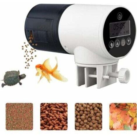 Distributeur automatique de nourriture pour poissons avec minuteur et écran LCD pour aquarium ou aquarium Blanc