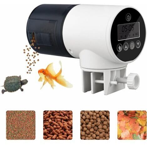 Distributeur automatique de nourriture pour poissons avec minuteur et écran LCD pour aquarium ou aquarium Blanc