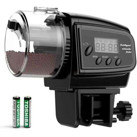 Distributeur Automatique de Nourriture pour Poissons avec Piles, Distributeur Poissons Réglable Multifonctionnel pour Petit