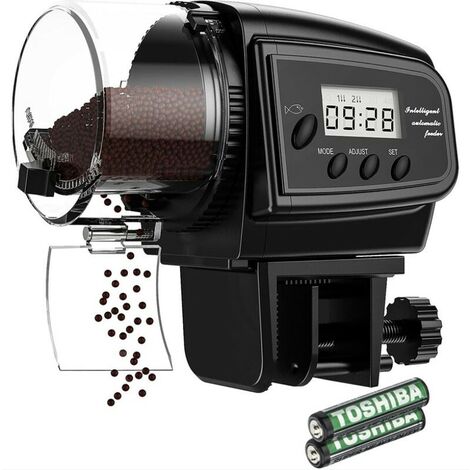 Distributeur Automatique de Nourriture pour Poissons avec Piles, Distributeur Poissons Réglable Multifonctionnel pour Petit Aquarium