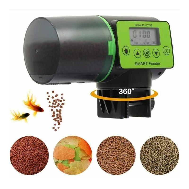 Distributeur automatique de poisson intelligent pour aquarium avec minuteur 200 ml Grande capacité Super silencieux pour bassin et petit aquarium