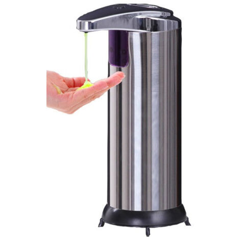 Distributeur automatique de savon 250 ml salle de bains cuisine capteur auto - gris mat