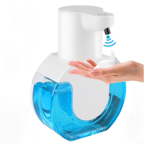 Distributeur automatique de savon, distributeur de savon mousse, rechargeable (1 pièce, 420 ml, blanc)
