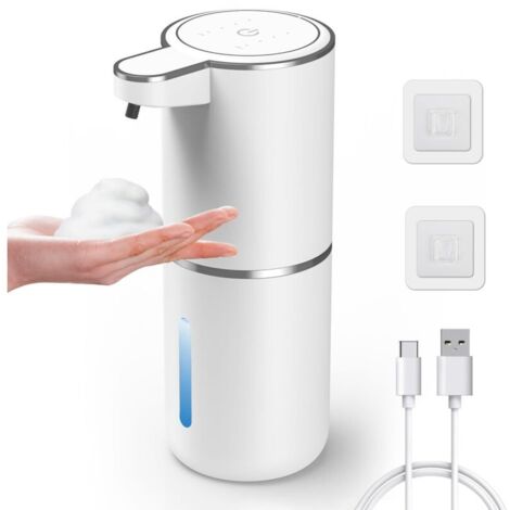 Distributeur Automatique de Savon, Distributeur de Savon Mousse Rechargeable sans Contact de 380 ML, Distributeur électrique Mural de Savon pour Les Mains, étanche, pour Cuisine et Salle de Bain