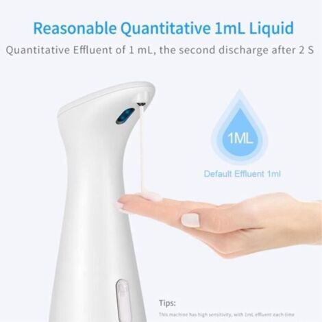 Distributeur automatique de savon liquide de 200ml - blanc - piles - Induction intelligente sans contact - pour le lavage des mains