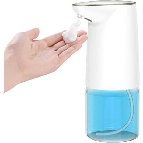 Distributeur automatique de savon mousse, rechargeable par USB, sans contact, avec bouton de distribution de mousse réglable pour cuisine et salle de bain (blanc)