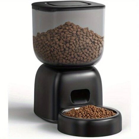 Distributeur automatique standard pour chat et chien, distribution régulière des repas, structure compacte gain de place, matériau écologique résistant, fonctionnement simple pour la maison.