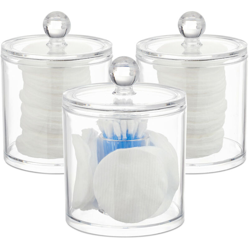 Distributeur Coton Tige à 3 Compartiments, Boite Coton Tige avec Couvercle  Transparent Rangement Maquillage pour Cosmétiques, Cotons-Tiges, Boules De  Coton, Tampons (Blanc) 
