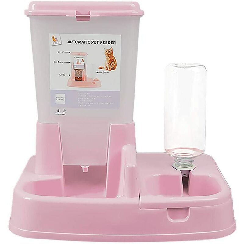 Einemgeld - Distributeur Croquettes Automatiques de Nourriture et d'eau pour Chat/Chien, Croquette pour Chiens Distributeur Eau (Rose)