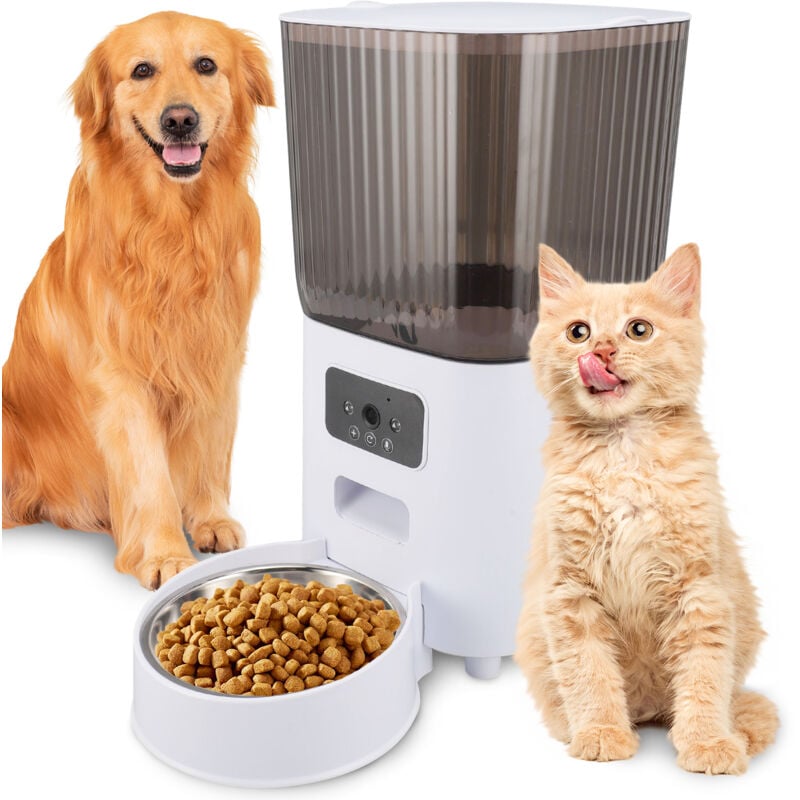 Tonysa - Distributeur Croquettes Chat Automatique, 2.4G WiFi 5L Distributeur Croquettes Chat & Chien, Connecté App, Enregistrement Vocal 10S, 1-10