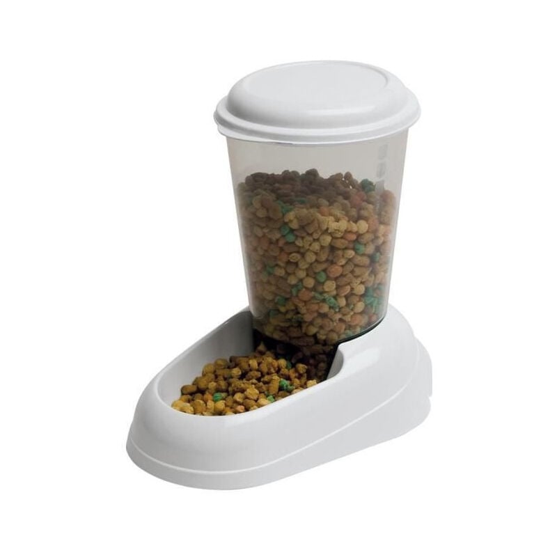 Distributeur croquettes Zenith 3L en plastique - 29,2x20,2x28,8 - Blanc - Chien et chat - Ferplast