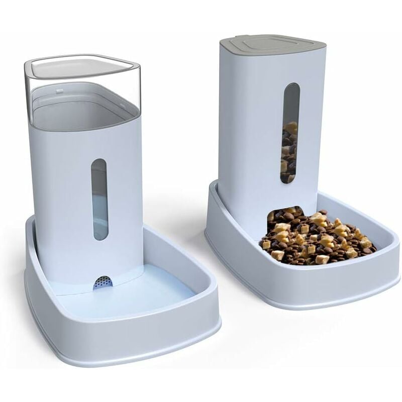Jusch - Distributeur croquettes/Eau Fontaine Automatique-3.8Lx 2 Pièces- Alimentation pour Chien/Chat/Croquettes Mangeoirs et Abreuvoirs Accesoires