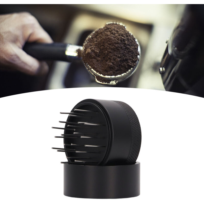 Rapanda - Distributeur d'aiguilles à café, agitateur à café en acier inoxydable résistant à la rouille avec base pour bar et maison 58 mm