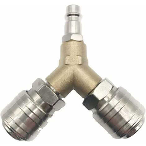 Distributeur d'air comprimé, connecteur d'air comprimé, interrupteur d'air comprimé, avec deux connecteurs filetés 1/4 pouce, en laiton inoxydable, entièrement assemblé, prêt à l'emploi