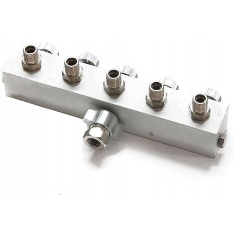 Distributeur d'air pour 5 tuyaux G 1/8 – Raccord pour compresseur avec adaptateur 1/4' à 1/8' – Connexions indépendantes
