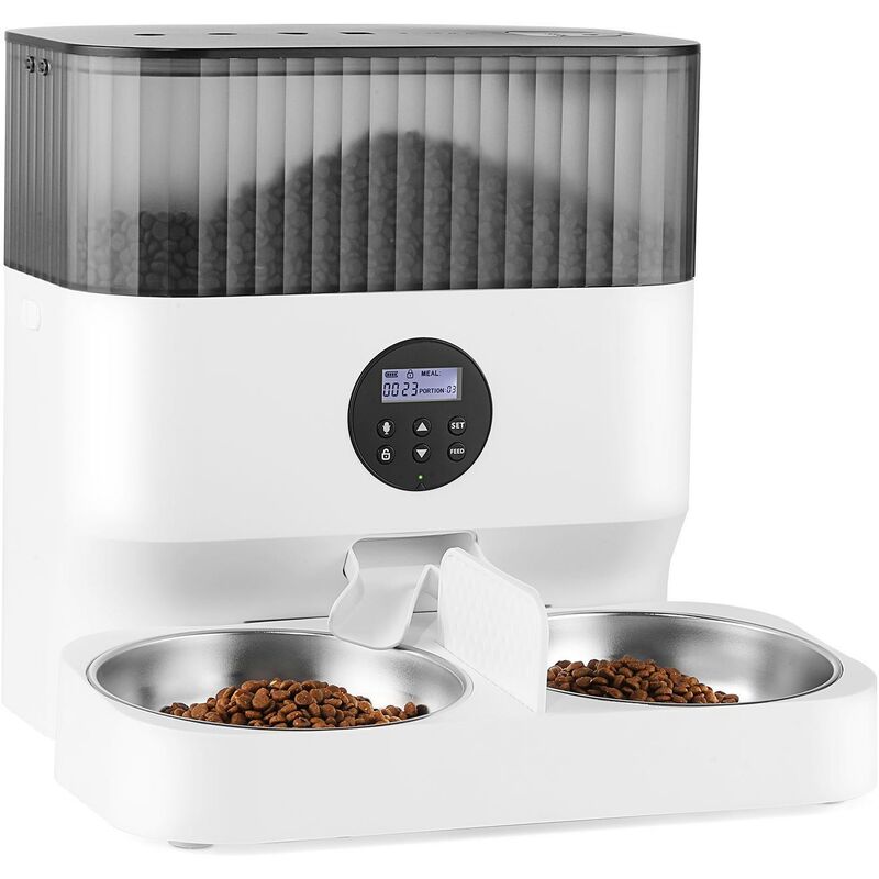Distributeur d'aliment automatique programmable 6L pour chien / chat - Blanc