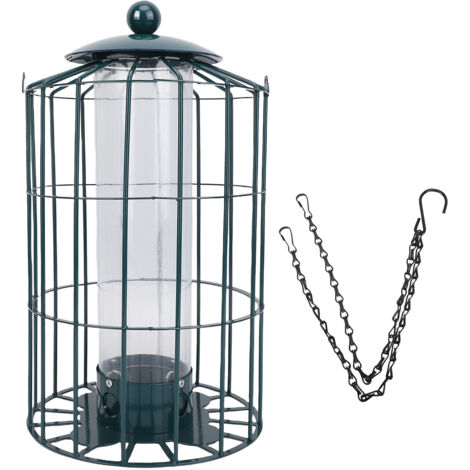 Distributeur d’aliments pour oiseaux extérieur multifonctionnel en cage métallique de 18 × 32 cm, anti-écureuil
