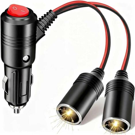 Distributeur d'allumeur de voiture, charge rapide de support de 12 volts, port de charge d'alimentation de distribution d'allumeur de voiture de 1 à 2 pour des voitures de 12 / 24 volts avec l'interru