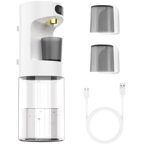 Distributeur de Bain de Bouche Automatique 600 ml – Électrique, Sans Contact, Mural, 2 Gobelets Magnétiques, Pour Famille et Enfants, Blanc