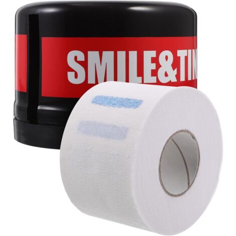 Distributeur de Bandes de Papier pour Cou de Barbier Boîte Plastique Noire, Rouleau de Papier Blanc pour Salon de Coiffure, Accessoire Professionnel pour Soins Capillaires