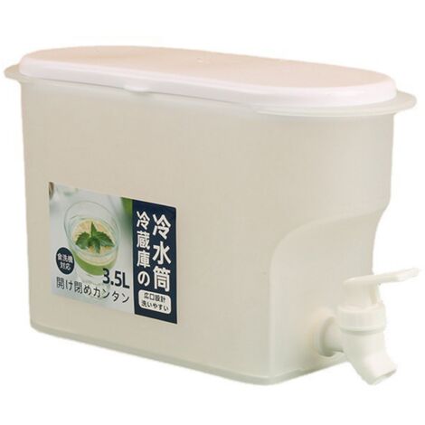 Distributeur de Boissons 3,5L Blanc avec Robinet et Couvercle Étanche pour Fraîcheur