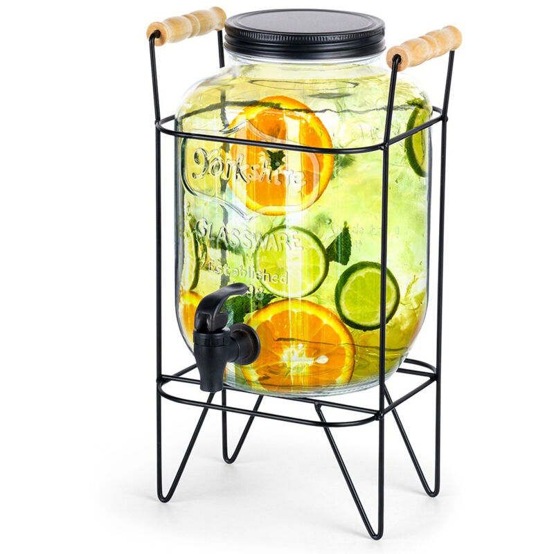 Distributeur de boissons en verre de grande taille avec robinet et support 4,2 L