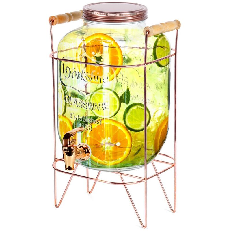 Distributeur de boissons en verre de grande taille avec robinet et support, 5,5 L