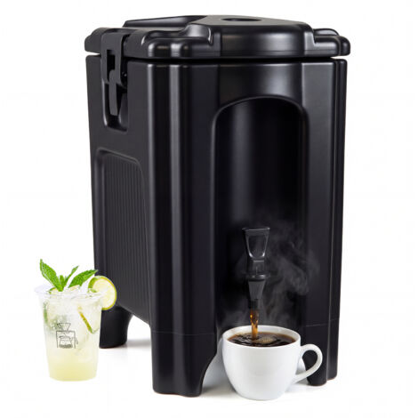 Distributeur de Boissons Isotherme 16,5 L, Distributeur d'Eau Chaude et Froide avec Robinet Anti-goutte Poignées, Conteneur Isotherme Non Électrique
