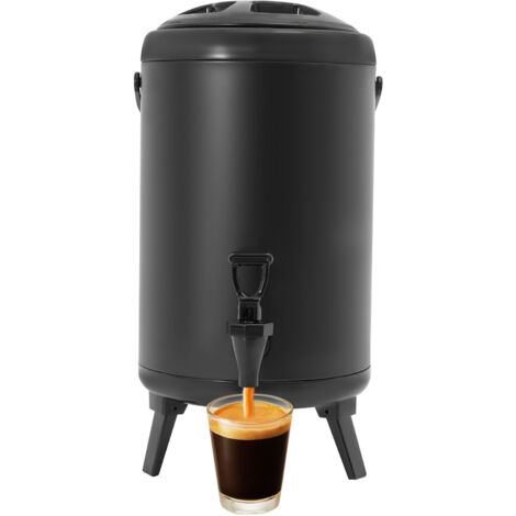 Distributeur de boissons isotherme en acier inoxydable – Carafe isotherme pour café chaud et froid – Distributeur de boissons de 10 litres avec robinet pour eau chaude, thé et café, lait froid, jus et