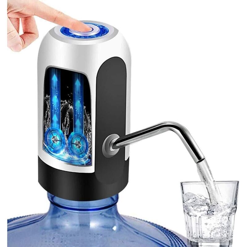 Tonchean Pompe de transfert,Distributeur de bouteille d'eau pompe à bouteille d'eau électrique portable pour bouteille universelle de 5 gallons (noir