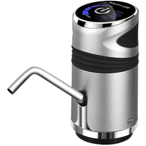 Distributeur de bouteille d'eau universel avec pompe, distributeur d'eau électrique, rechargeable par USB, argent.