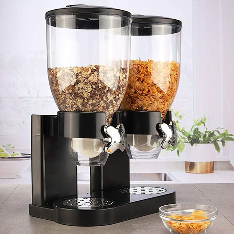 Distributeur de Céréales Double Stockage Noir