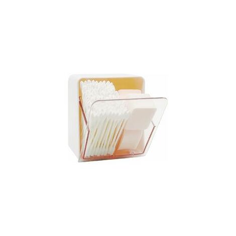 Distributeur de Coton-tiges avec Récipient Double Compartiment, Bote de Rangement pour écouvillons, Fil Dentaire, pour Salle de Bain, Blanc