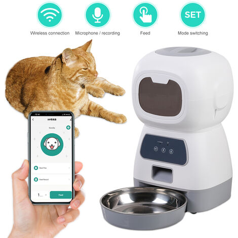 Distributeur de croquettes pour chat Automatique 3.5L Distributeur Automatique de croquettes pour chat Distributeur de Nourriture